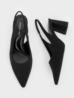 Teagan Elastane Pointed Slingback Pumps