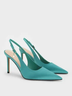 Teardrop-Crystal Pointed Slingback Pumps