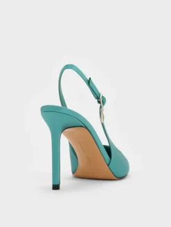 Teardrop-Crystal Pointed Slingback Pumps