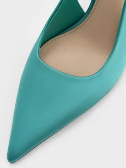 Teardrop-Crystal Pointed Slingback Pumps