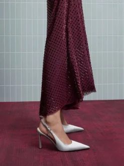 Teardrop-Crystal Pointed Slingback Pumps