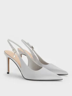 Teardrop-Crystal Pointed Slingback Pumps