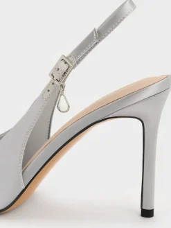 Teardrop-Crystal Pointed Slingback Pumps