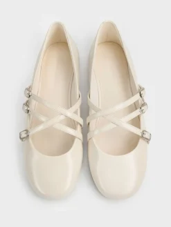 Triple-Strap Mary Jane Flats