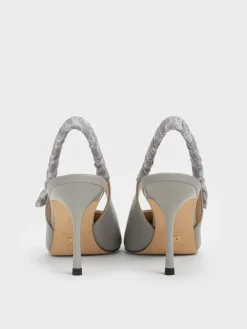 Tully Leather Ruched Print Slingback Pumps