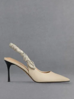 Tully Leather Ruched Print Slingback Pumps