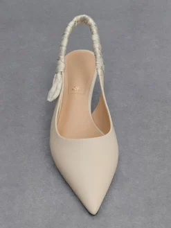 Tully Leather Ruched-Strap Slingback Pumps