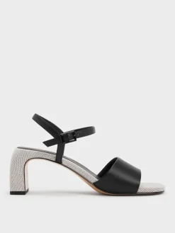 Two-Tone Ankle-Strap Heeled Sandals