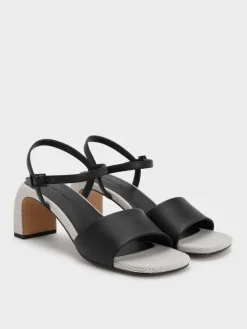 Two-Tone Ankle-Strap Heeled Sandals