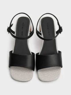 Two-Tone Ankle-Strap Heeled Sandals