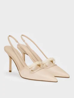 Venetia Mesh Bow Pointed Slingback Pumps