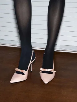 Venetia Satin Bow Pointed Slingback Pumps