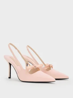 Venetia Satin Bow Pointed Slingback Pumps