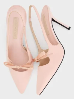 Venetia Satin Bow Pointed Slingback Pumps