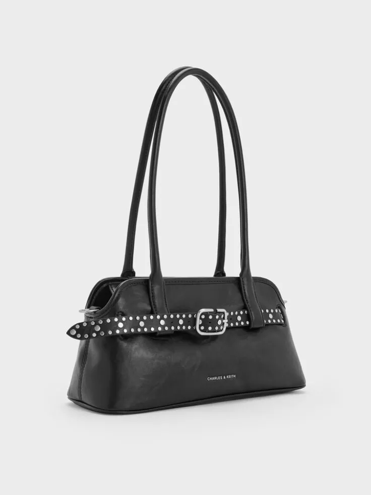 Victoria Studded Belted Shoulder Bag