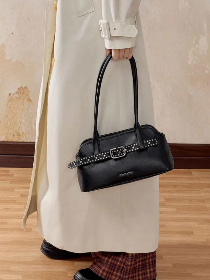 Victoria Studded Belted Shoulder Bag