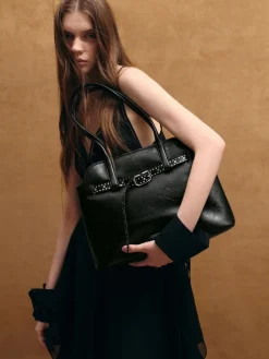 Victoria Studded Belted Tote Bag