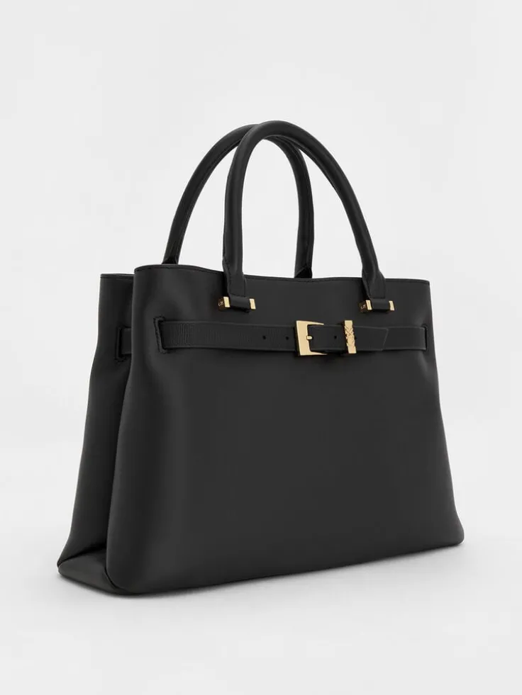 Voyager Leather Belted Tote Bag