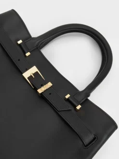 Voyager Leather Belted Tote Bag