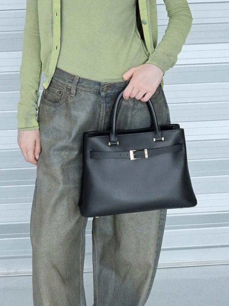Voyager Leather Belted Tote Bag