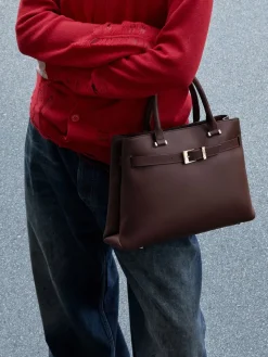 Voyager Leather Belted Tote Bag