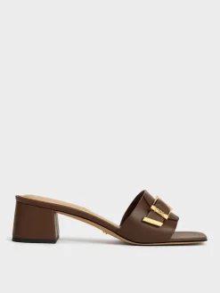 Whitney Leather Heeled Mules