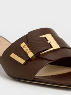 Whitney Leather Heeled Mules