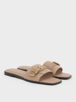 Whitney Suede & Leather Slide Sandals