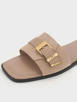 Whitney Suede & Leather Slide Sandals
