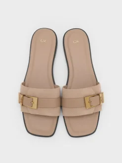 Whitney Suede & Leather Slide Sandals