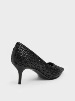 Woven Pointed Stiletto Pumps