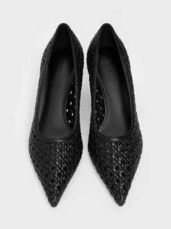 Woven Pointed Stiletto Pumps