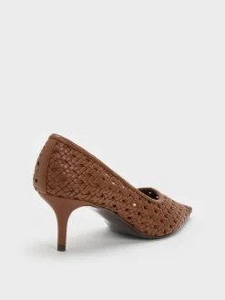 Woven Pointed Stiletto Pumps