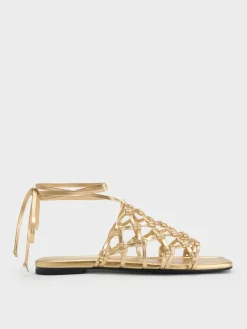 Woven Tie-Around Net Sandals