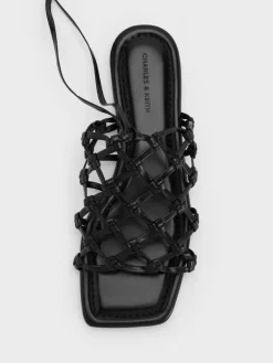 Woven Tie-Around Net Sandals