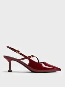 Wynn Patent Asymmetric-Strap Slingback Pumps