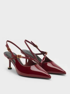 Wynn Patent Asymmetric-Strap Slingback Pumps