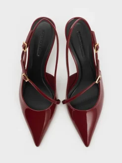 Wynn Patent Asymmetric-Strap Slingback Pumps