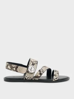 Yara Snake-Print Strappy Sandals