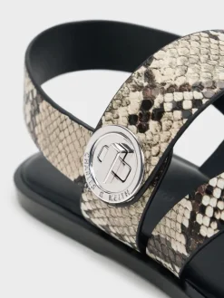 Yara Snake-Print Strappy Sandals