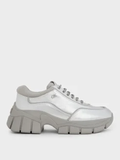Yunna Metallic Leather Chunky Sneakers