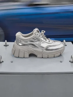 Yunna Metallic Leather Chunky Sneakers