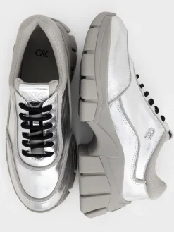 Yunna Metallic Leather Chunky Sneakers