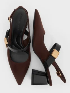 Yvette Faux Suede Mary Jane Slingback Pumps